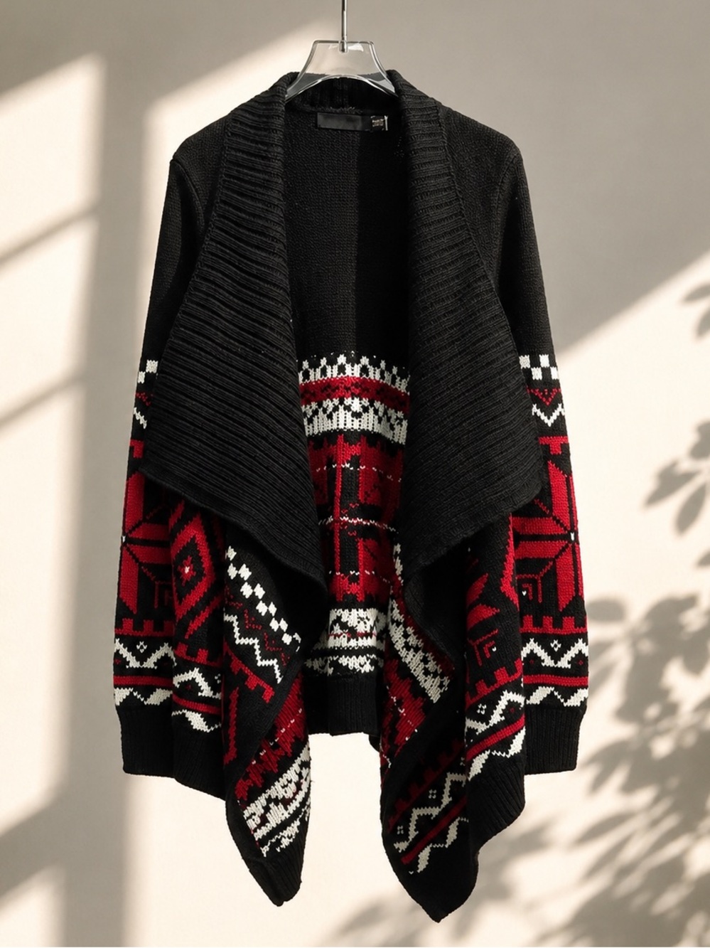 Ralph Lauren Women’s Fair Isle Cotton Shawl-Collar Cardigan Sweater Black XXL